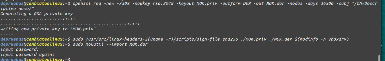 Firmando el kernel de linux con virtualbox