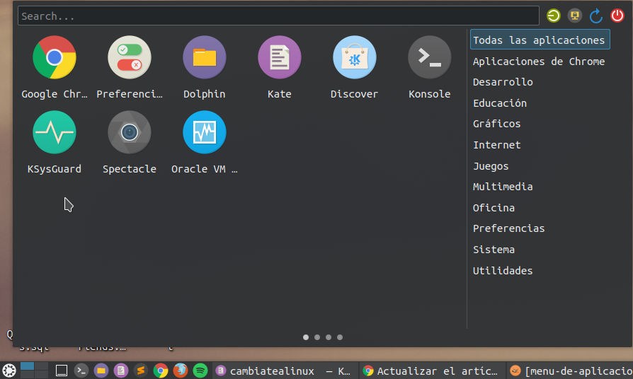 Menú sencillo de  KDE