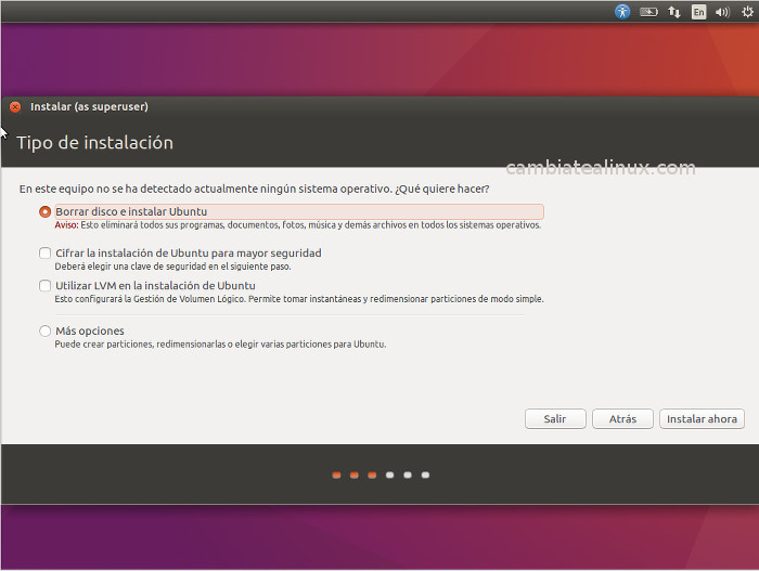 Instalacion de ubuntu 16.04 - Particionado del disco