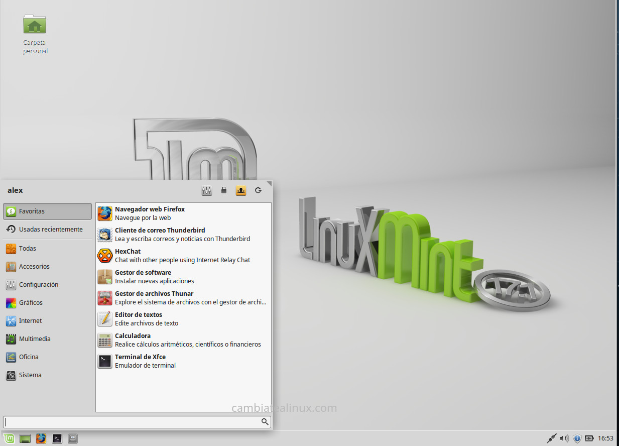 Escritorio de Linux Mint 17.1 - XFCE