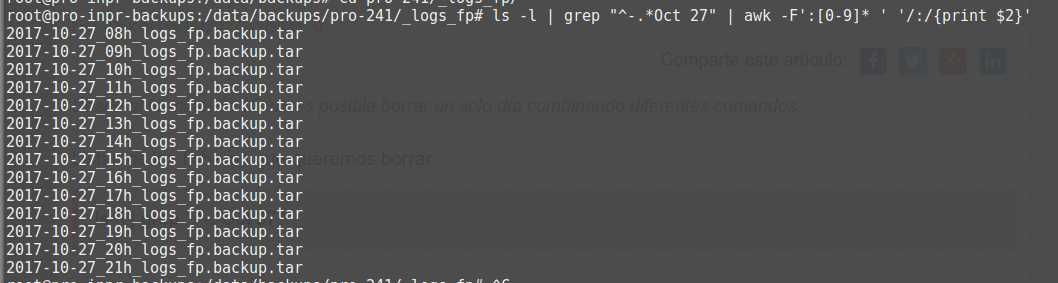 Ficheros a borrar en una fecha determinada Ficheros a borrar en una fecha determinada