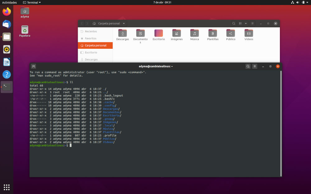 Escritorio Ubuntu 20.04 Beta