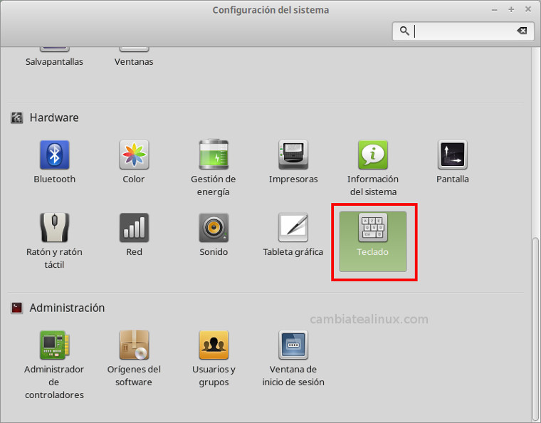 Configuracion del sistema - hardware - teclado