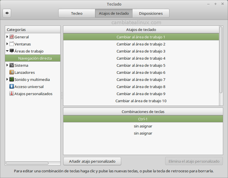 Configuracion del sistema, atajos del teclado, navegacion directa Configuracion del sistema - atajos del teclado - navegacion directa