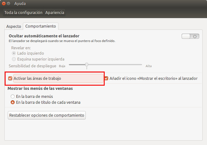 Menu Apariencia Comportamiento, activar check 1