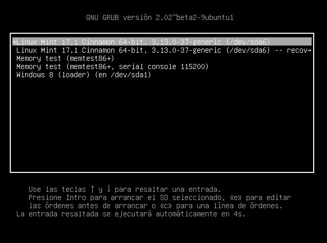 Instalacion de Linux, pantalla de seleccion