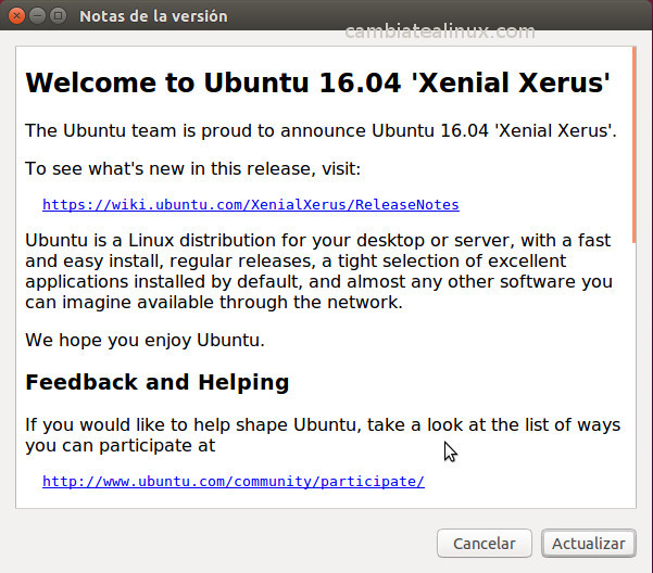 Actualizar ubuntu 15.10 a 16.04 Actualizar ubuntu 15.10 a 16.04