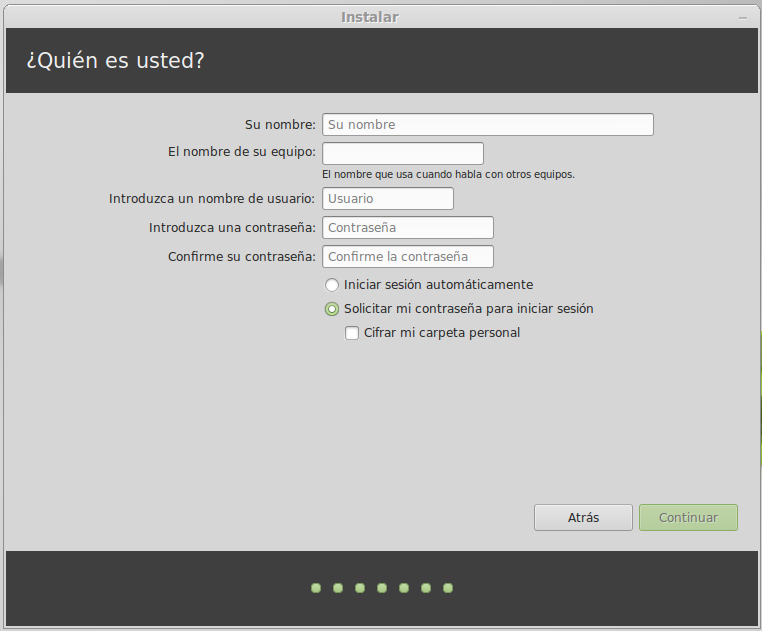 Instalación - Ponemos nuestros datos de acceso Instalación - Ponemos nuestros datos de acceso