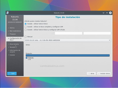 Instalacion de Kubuntu 15.04, paso 4