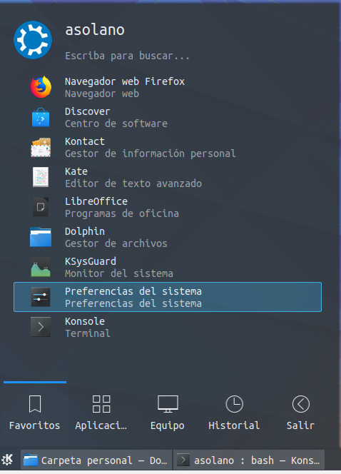 Menu de inicio - KDE Menu de inicio - KDE
