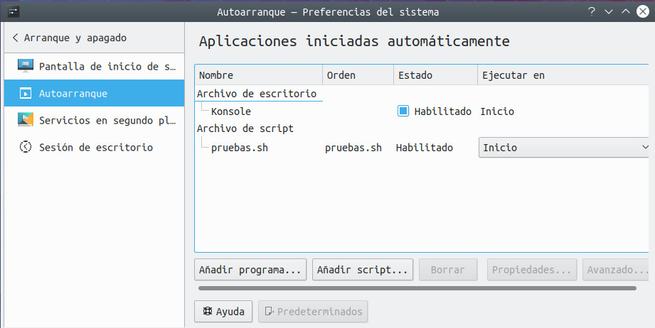 Preferencias del sistema - alta de programas Preferencias del sistema - alta de programas