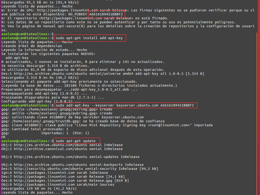 Añadir llaves al repositorio Añadir llaves al repositorio en ubuntu