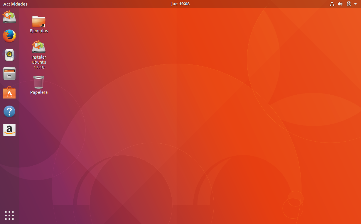 Pantalla del escritorio de ubuntu