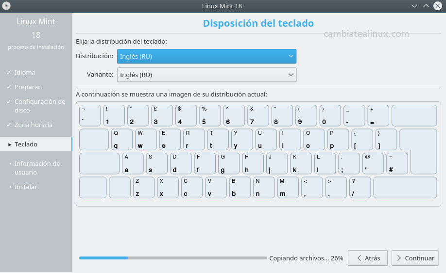 Instalacion de linux-mint-18-KDE Instalacion de linux-mint-18-KDE - idioma del teclado
