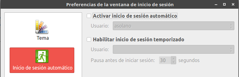 Configuracion del sistema - ventana de inicio de sesion Configuracion del sistema - ventana de inicio de sesion