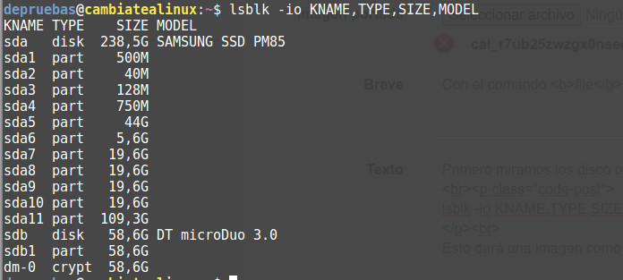 lsblk detectar disco xinput - desactivar touchpa
