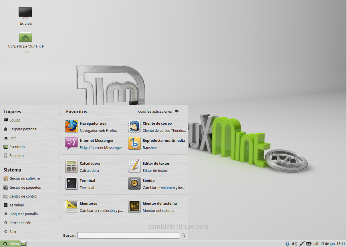 Escritorio de Linux Mint 17.1 - Mate