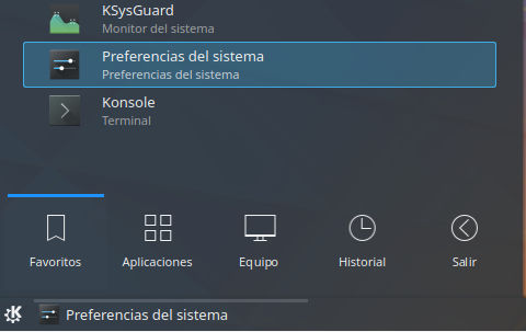 Menu Kde - preferencias del sistema