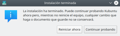 Instalacion de kubuntu 18.04 - fin de la instalacion