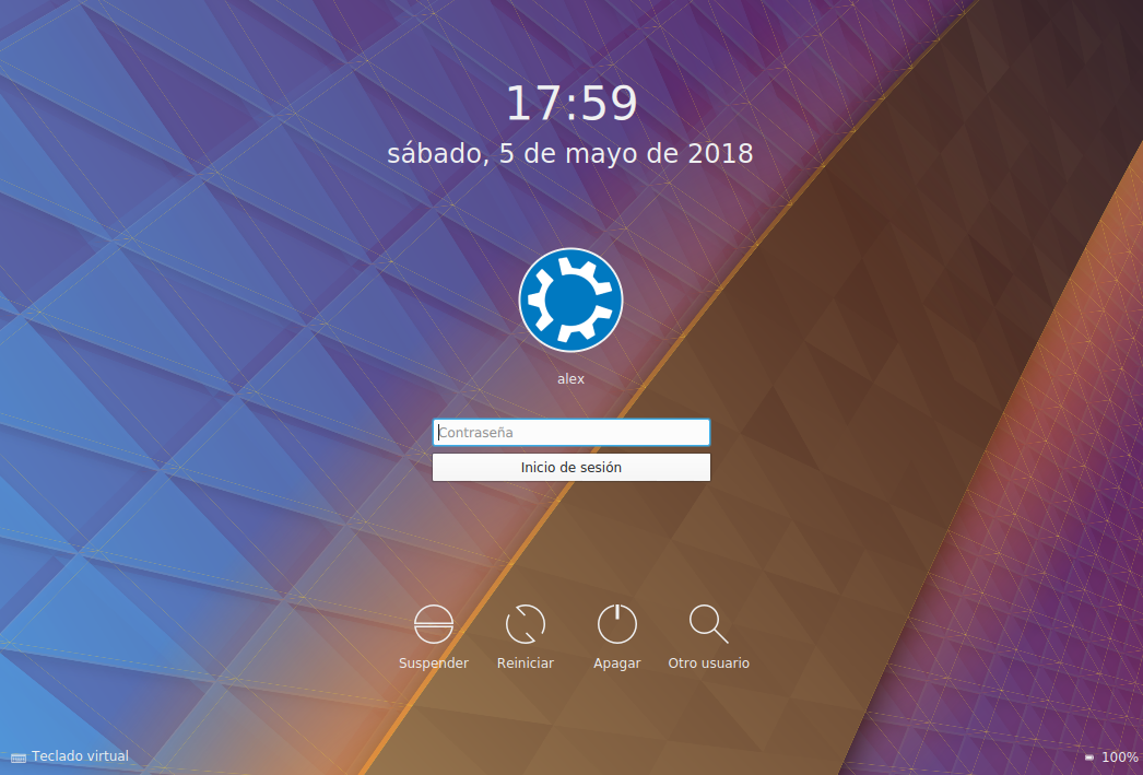 Instalacion de kubuntu 18.04 - Login Instalacion de kubuntu 18.04 - Login