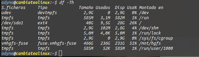 Listado df -Th