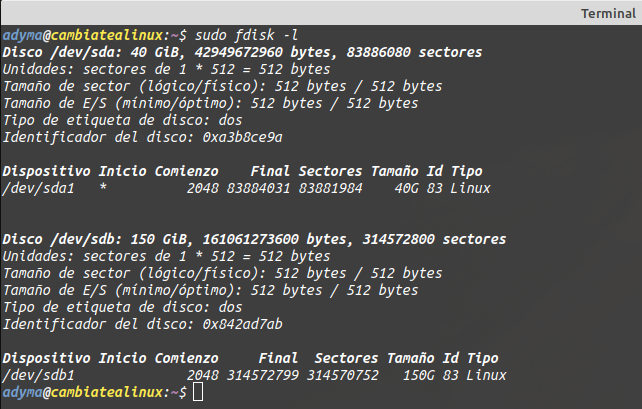 Listado de fdisk