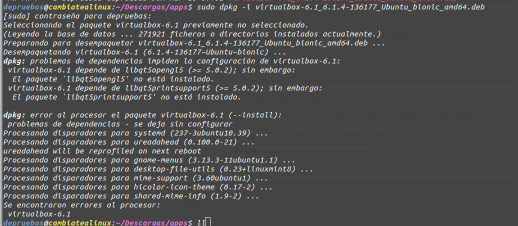 Error de dependencias instalando Virtualbox Error de dependencias instalando Virtualbox