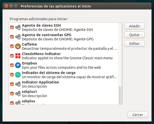 Aplicaciones al inicio