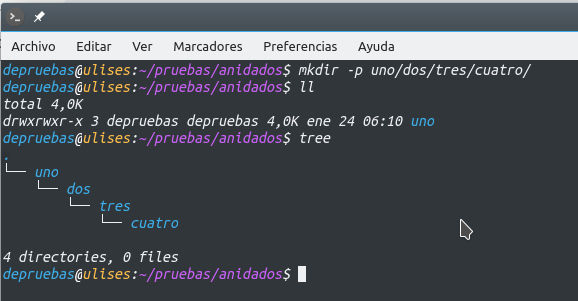 Crear directorios anidados en arbol Crear directorios anidados en arbol - mkdir