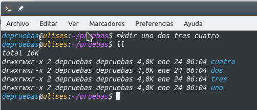 Crear directorios en linea Crear directorios en linea - mkdir