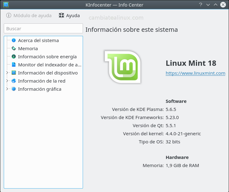 kinfocenter - Información del sistema kinfocenter - Información del sistema