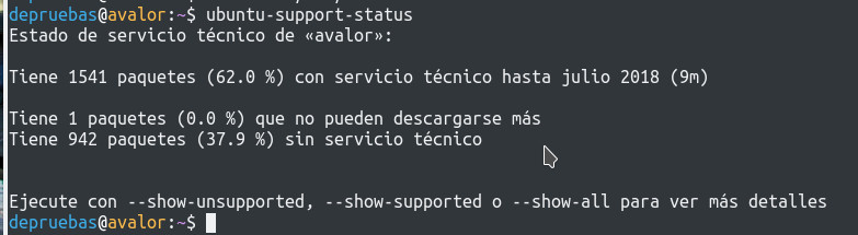 Verificar el soporte de ubuntu Verificar el soporte de ubuntu