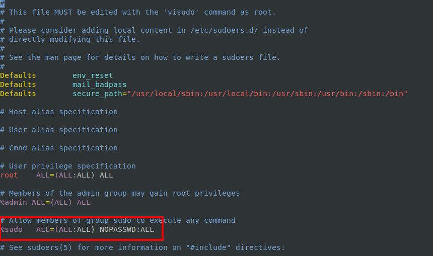 sudo no password