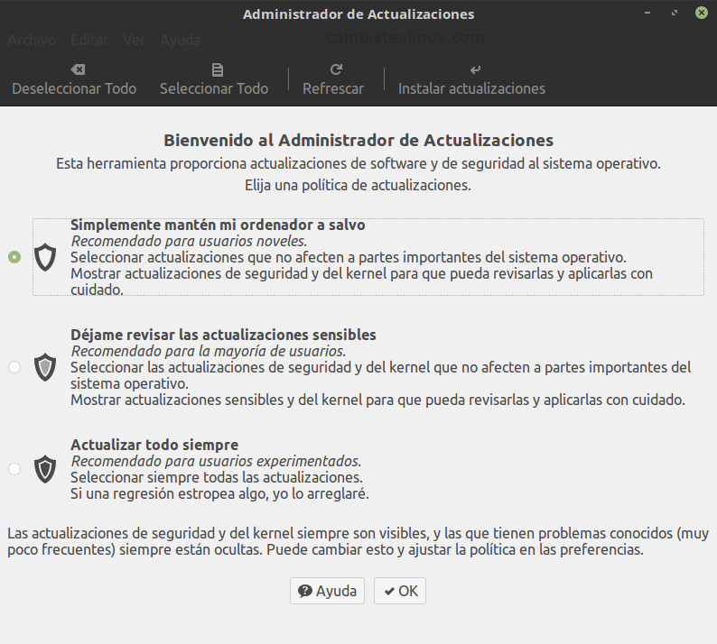 Administrador actualizaciones Administrador actualizaciones