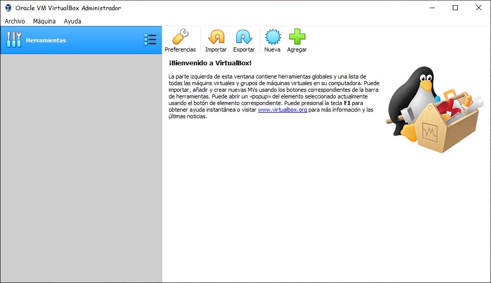 Aplicacion Virtualbox Ventana de Virtualbox