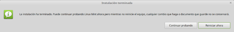 Instalacion de linux-mint-18-cinnamon Instalacion de linux-mint-18-cinnamon - fin de instalacion