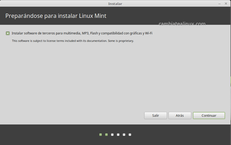 Instalacion de linux-mint-18-cinnamon 16.04 Instalacion de linux-mint-18-cinnamon - seleccion software de terceros