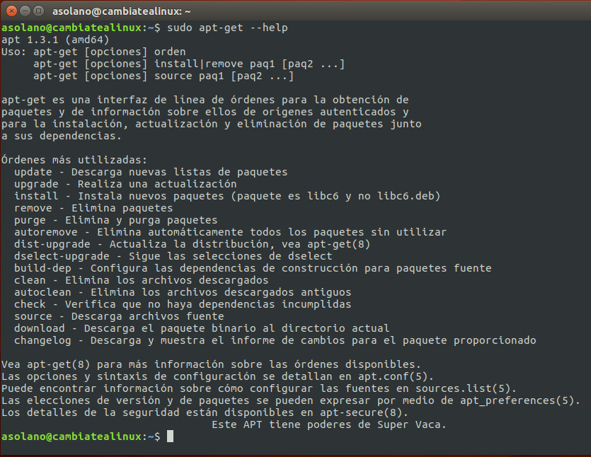 Instalar programas con apt-get