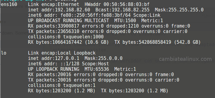Ver conexiones de red con ifconfig Ver conexiones de red con ifconfig