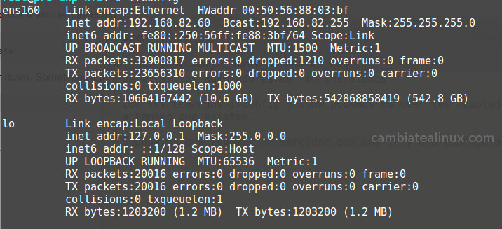 Ver conexiones de red con ifconfig