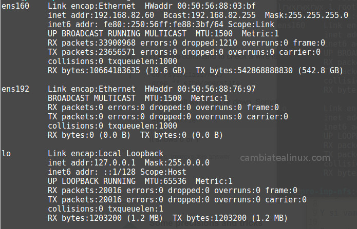 Ver conexiones de red con ifconfig