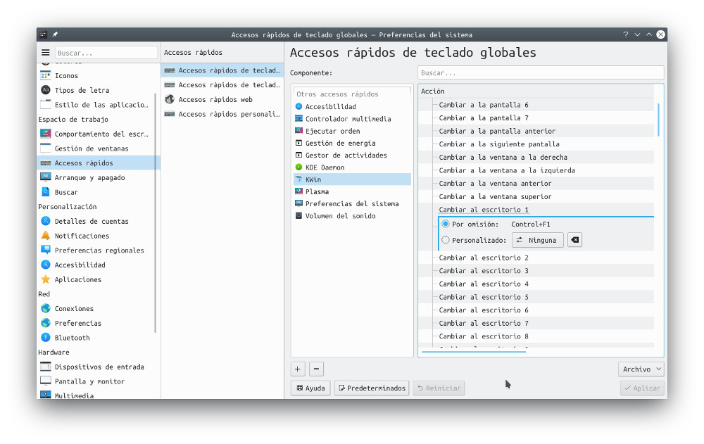 Preferencias del sistema - Cambiar entre escritorios KDE Preferencias del sistema - Cambiar entre escritorios KDE
