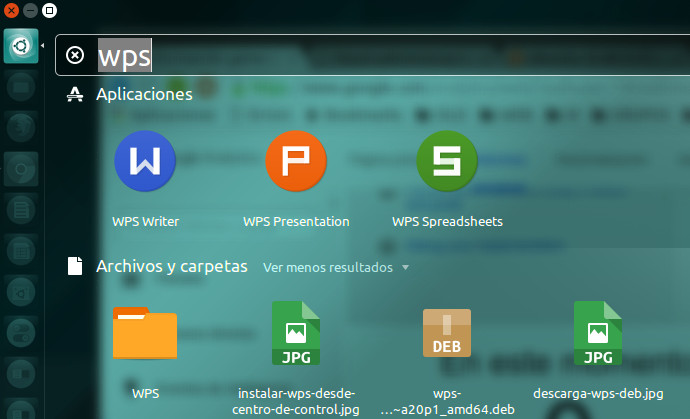 Menu de aplicaciones - buscarmos WPS