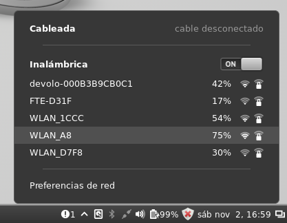 Menu de redes