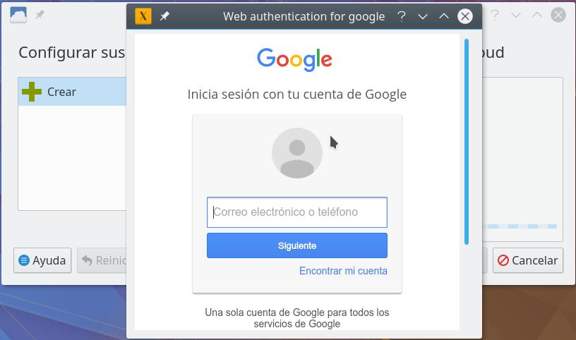 Cuentas con conexion - crear cuenta de google