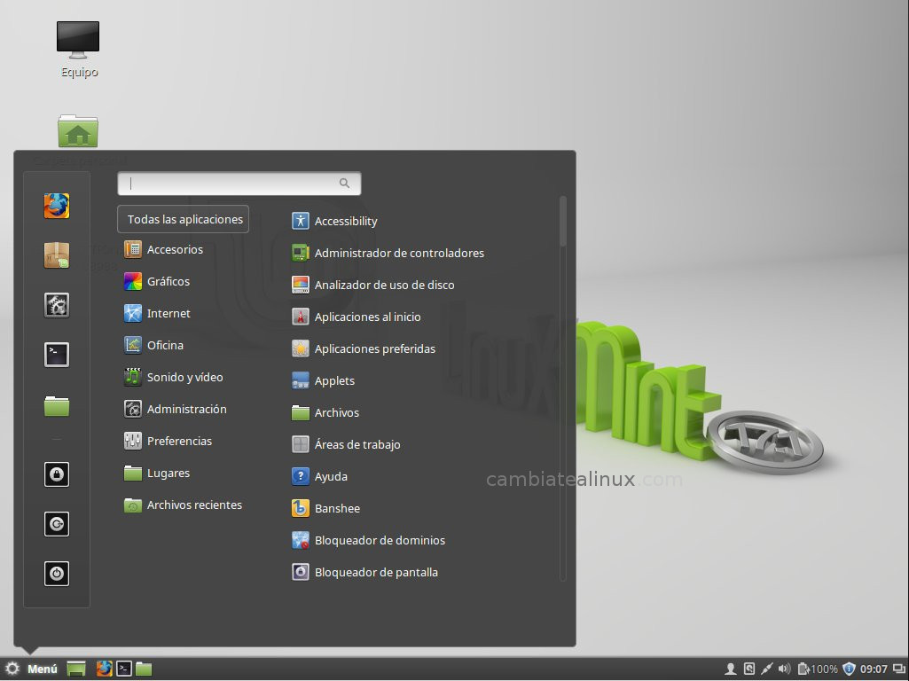 Escritorio de Linux Mint 17.1 - Cinnamon