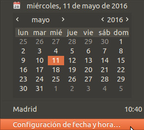Panel de ubuntu Panel de ubuntu - calendario