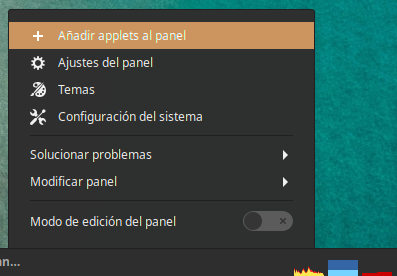 Menu del panel de  Linux Mint