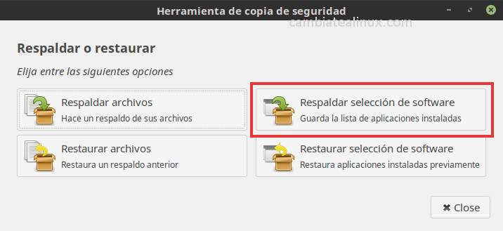 Herramienta de copia de seguridad del sistema