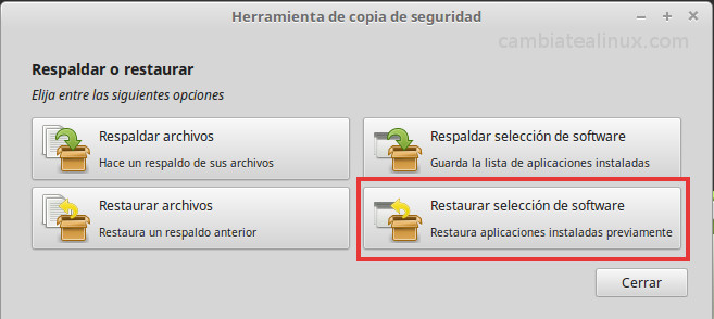 Herramienta de copia de seguridad Herramienta de copia de seguridad - restaurar aplicaciones